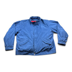 Vintage London Fog Jacket Adult EXTRA LARGE Blue Bomber Hood 80s Lining 48 Long